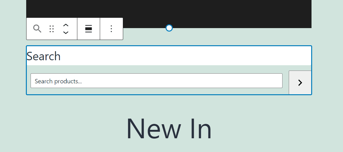 The Product Search block within the Block Editor
