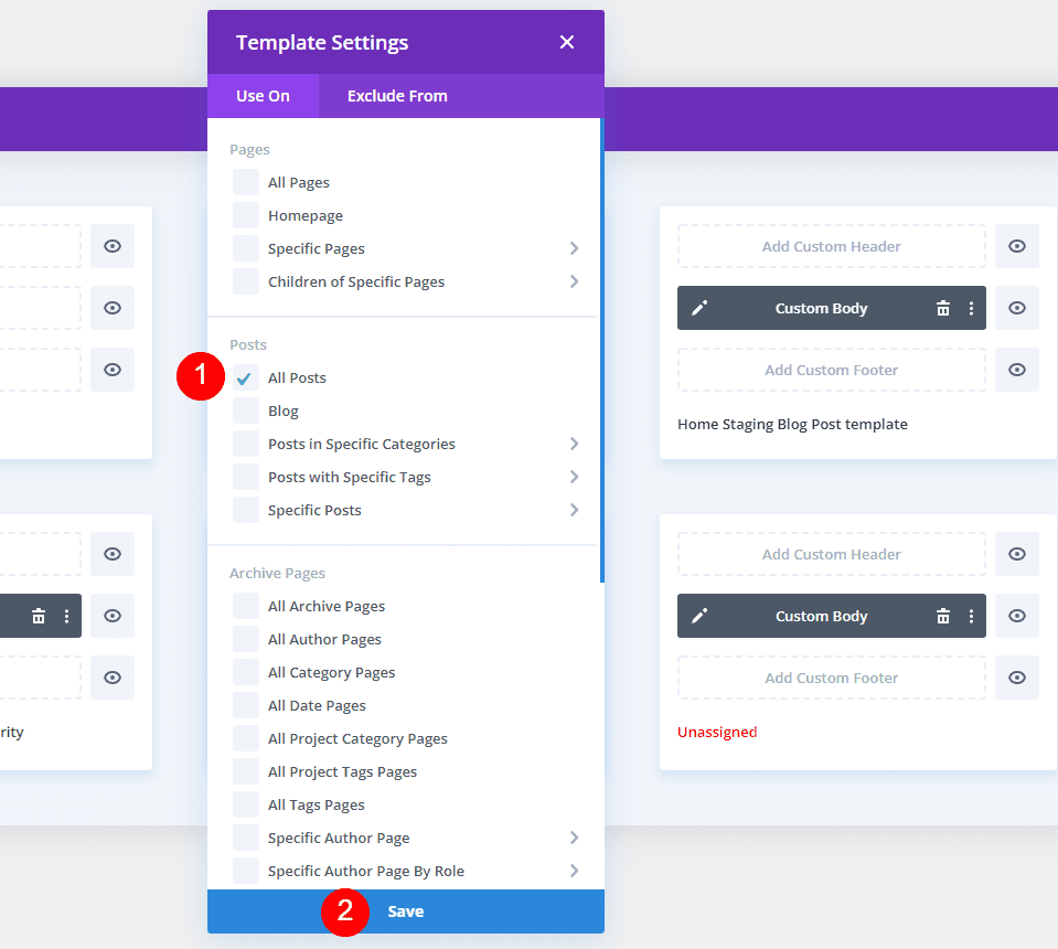 Setting the Default Blog Post Template