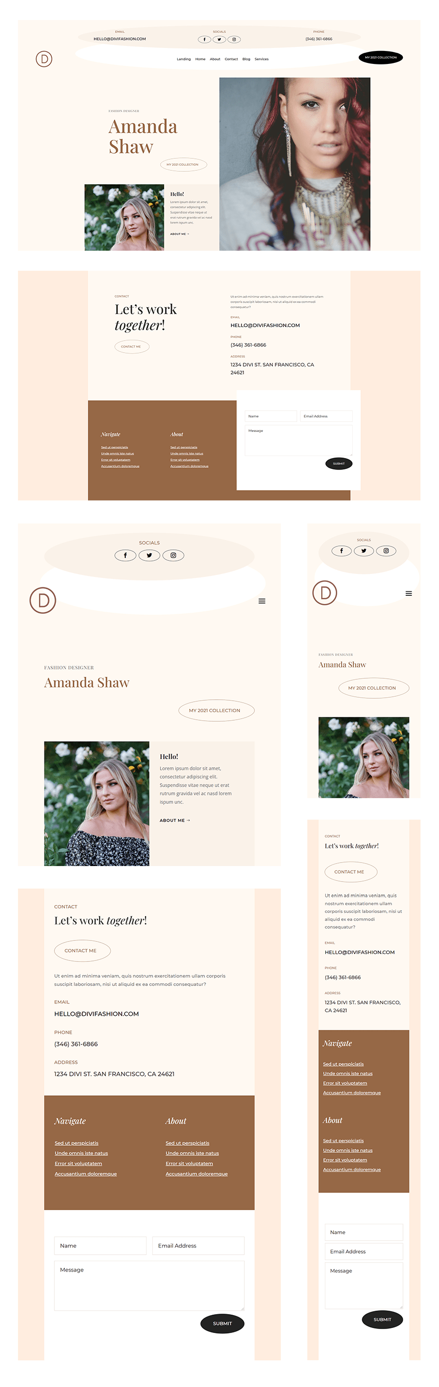 fashion designer header footer