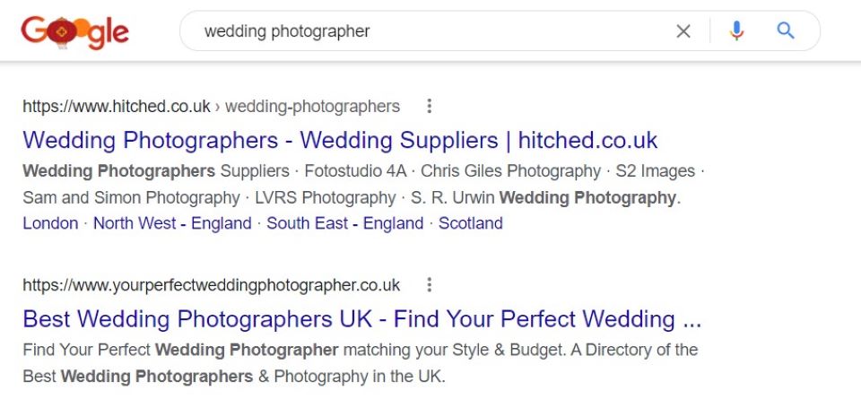 Search results for wedding photographers in the UK