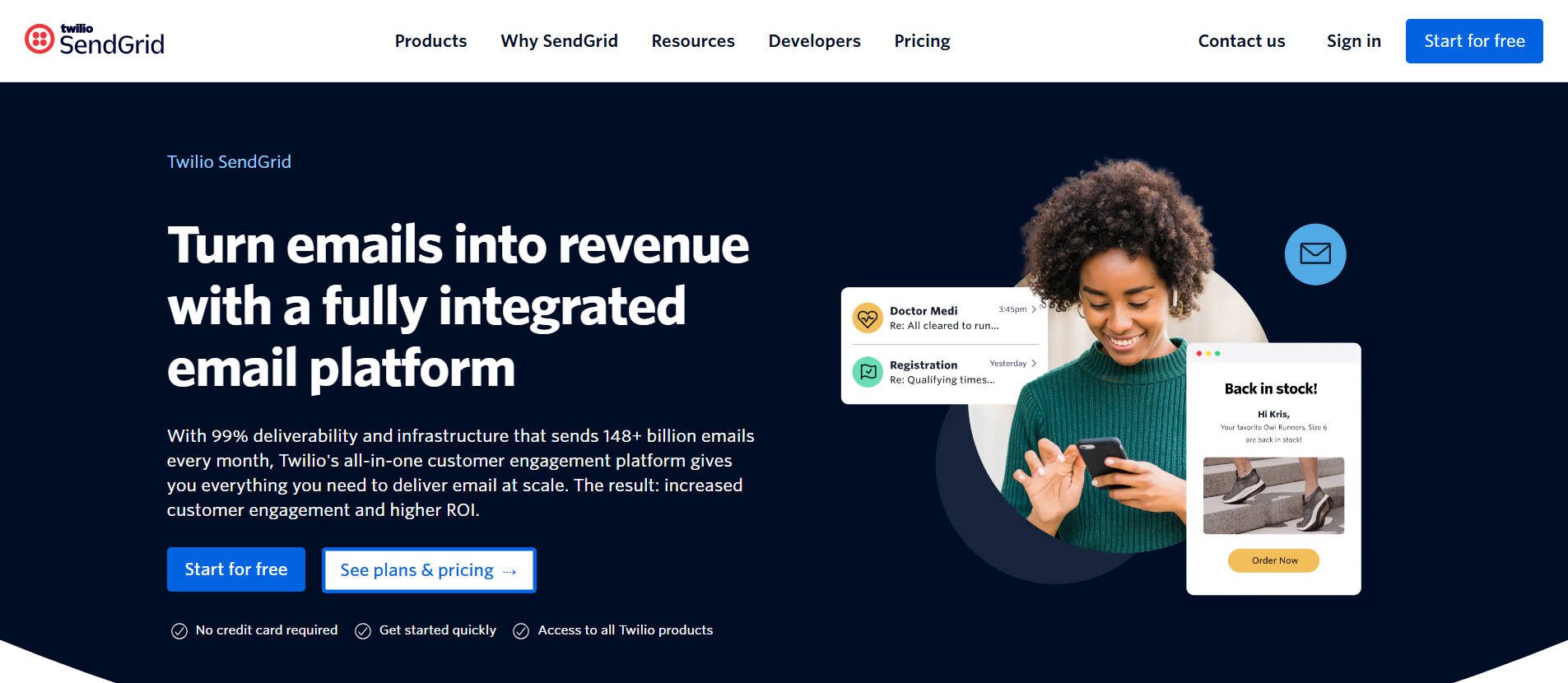 SendGrid Homepage - Jan 2026