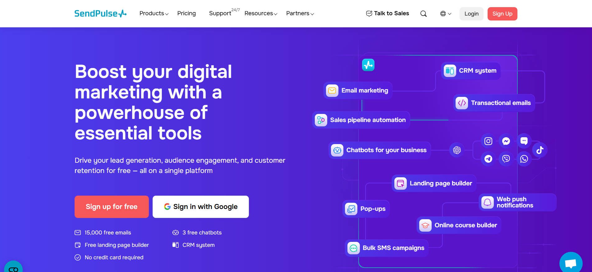 SendPulse Homepage - Jan 2026