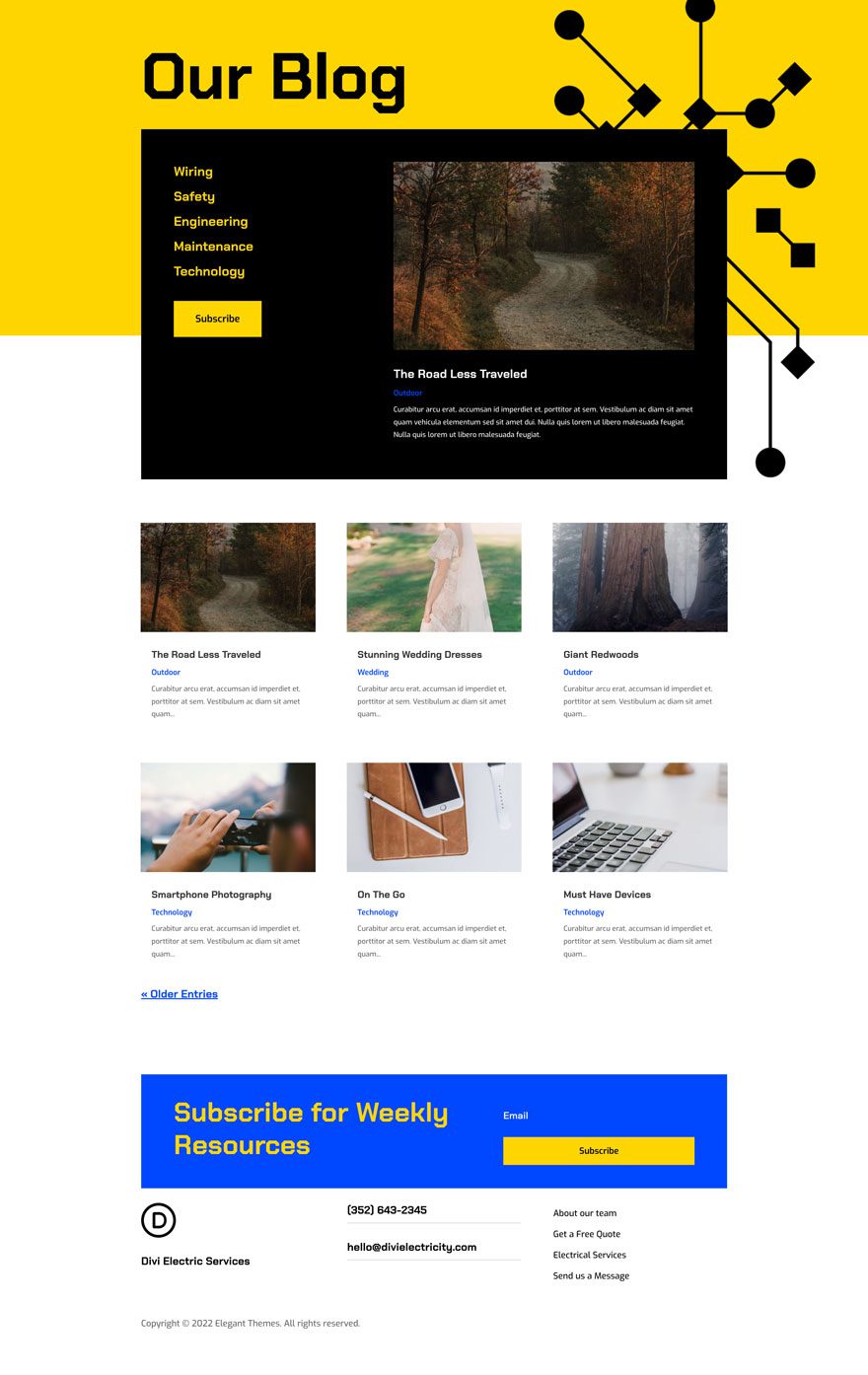 divi electrical services layout pack