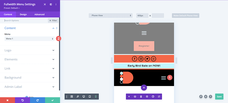 Select a menu for the mobile version of your Header Layout