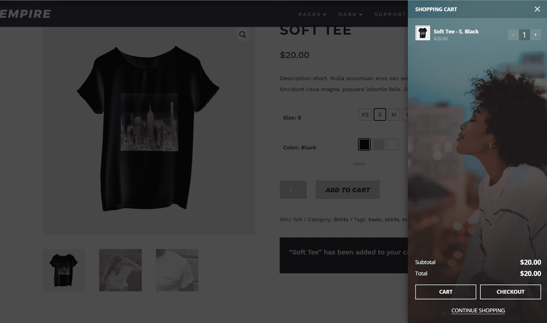 Empire Divi Child Theme Pop Out Cart