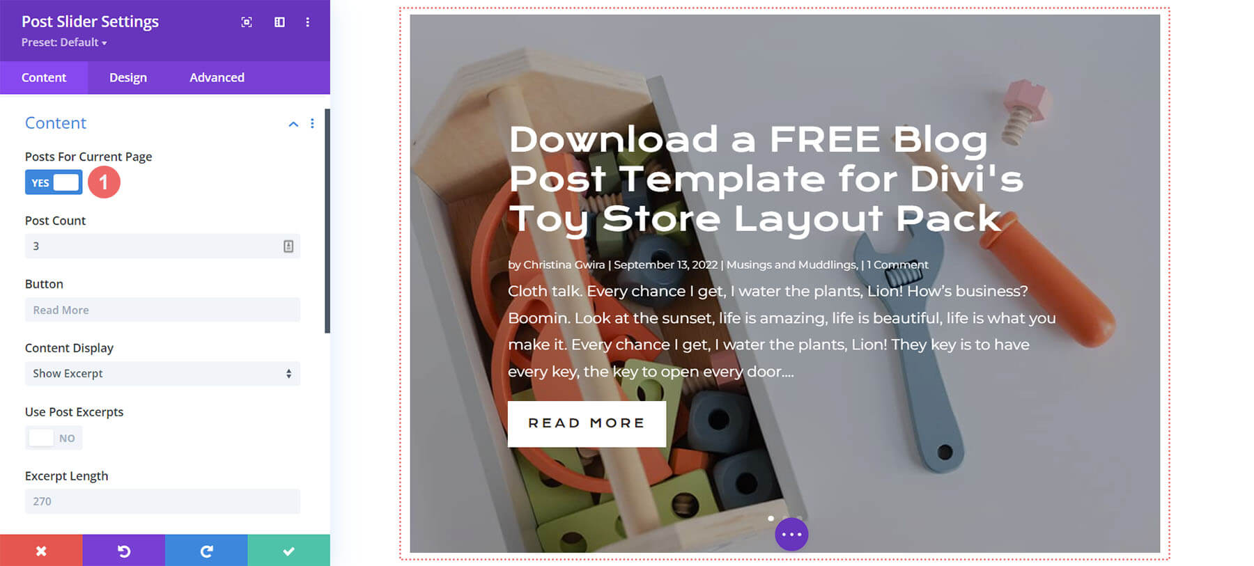 Post slider posts for current page/category