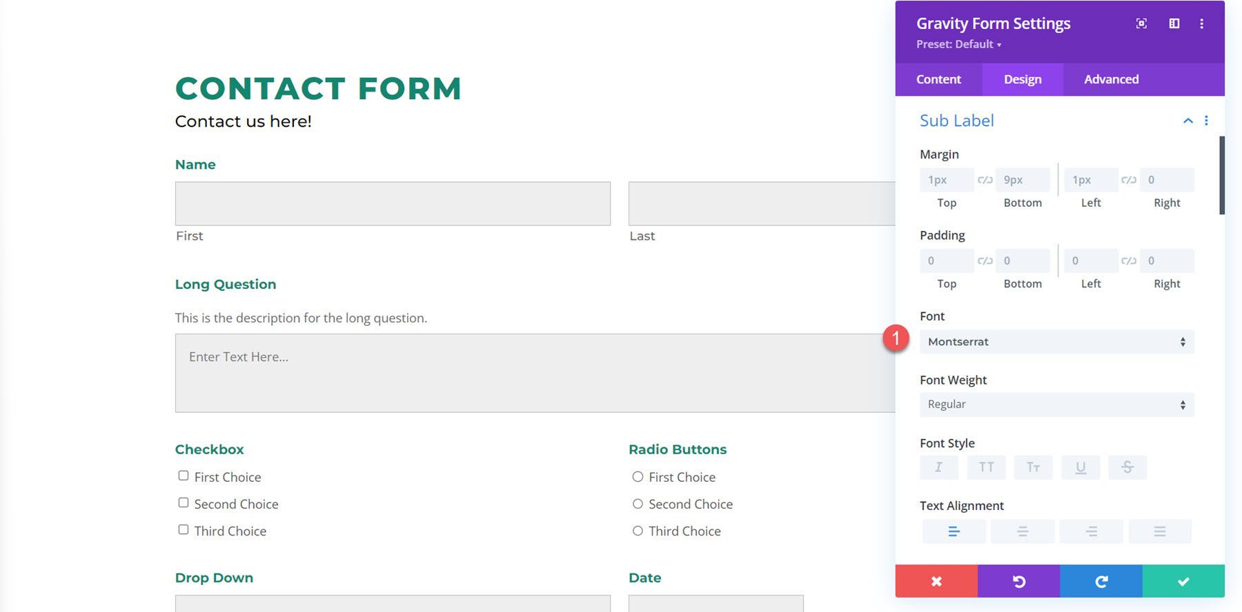 Divi Plugin Highlight Divi Gravity Forms Sub Label