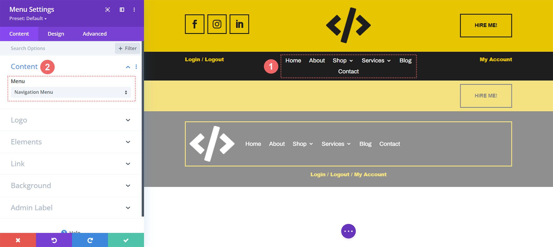 Select Your Main Menu