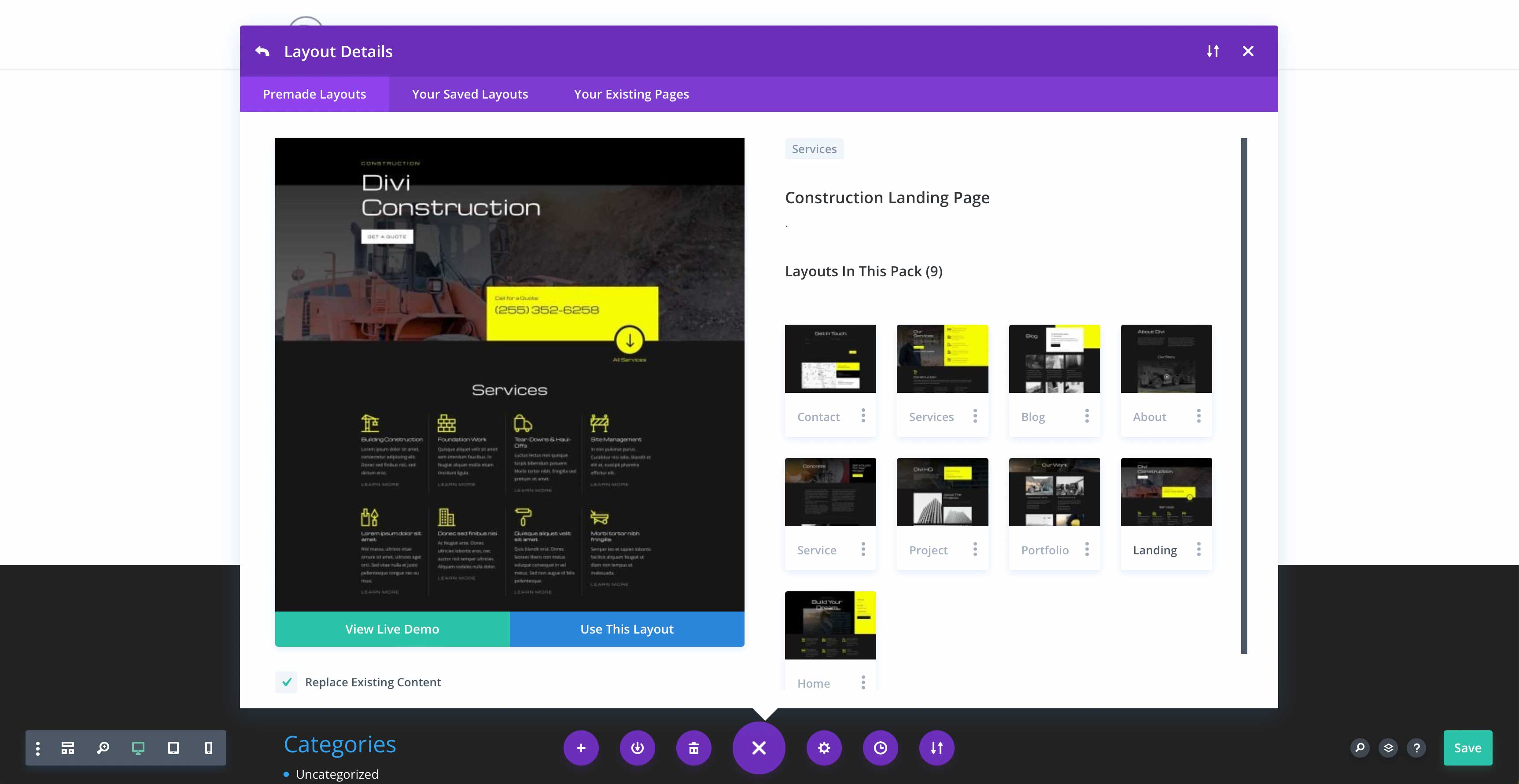 Construction Layout Pack for Divi