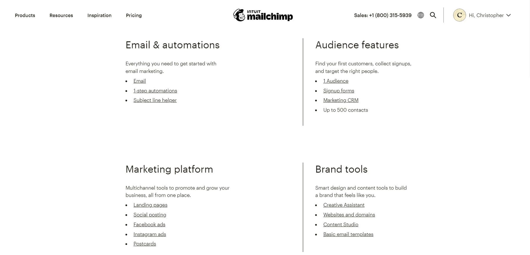 Mailchimp Free Plan Feature List