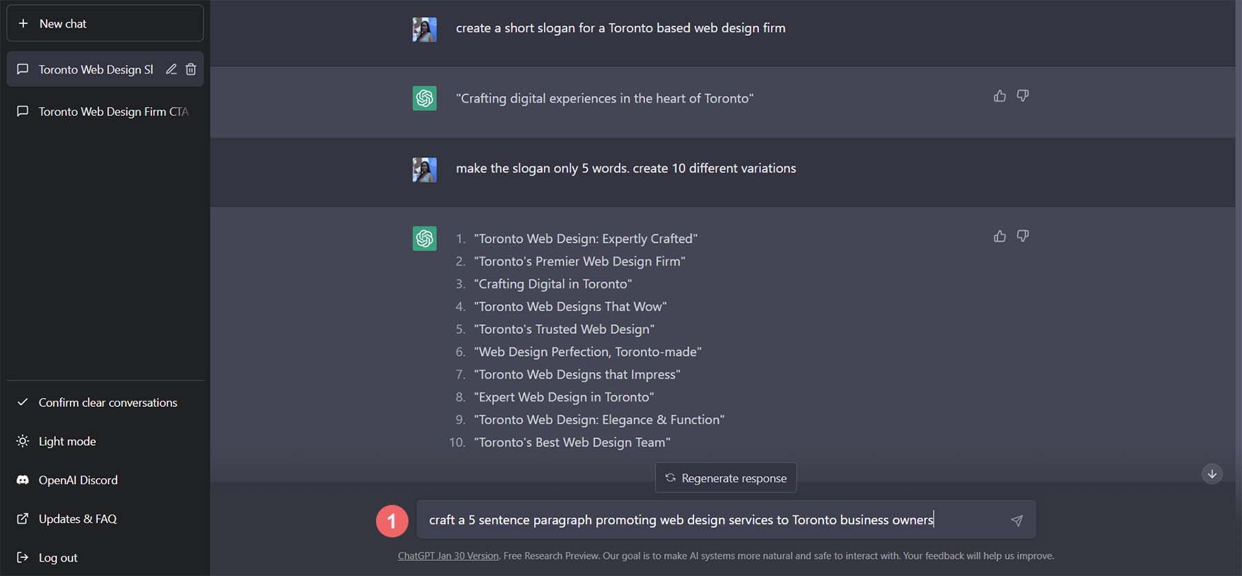 Creating copy for intro paragraph