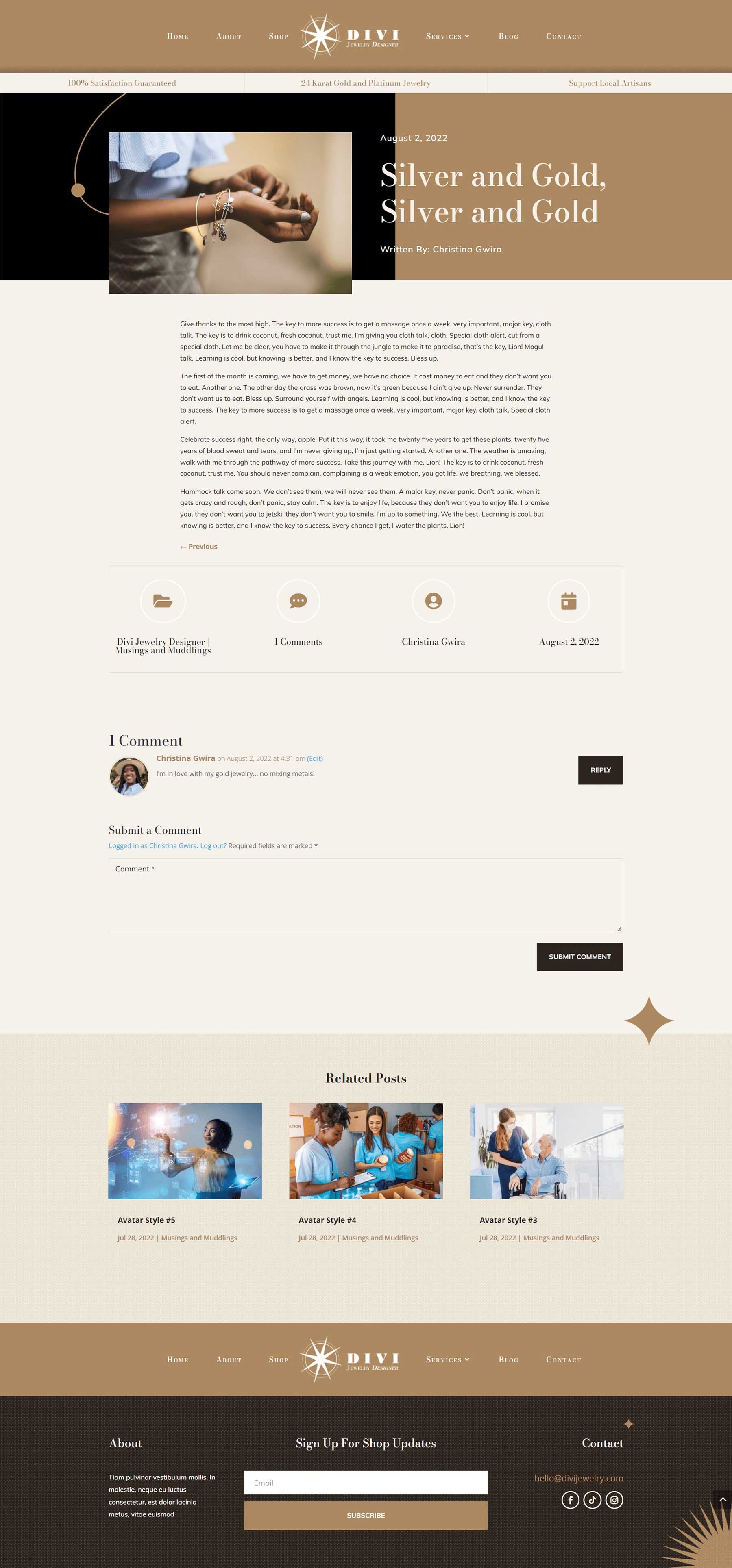 Jewelry Designer Blog Post Template