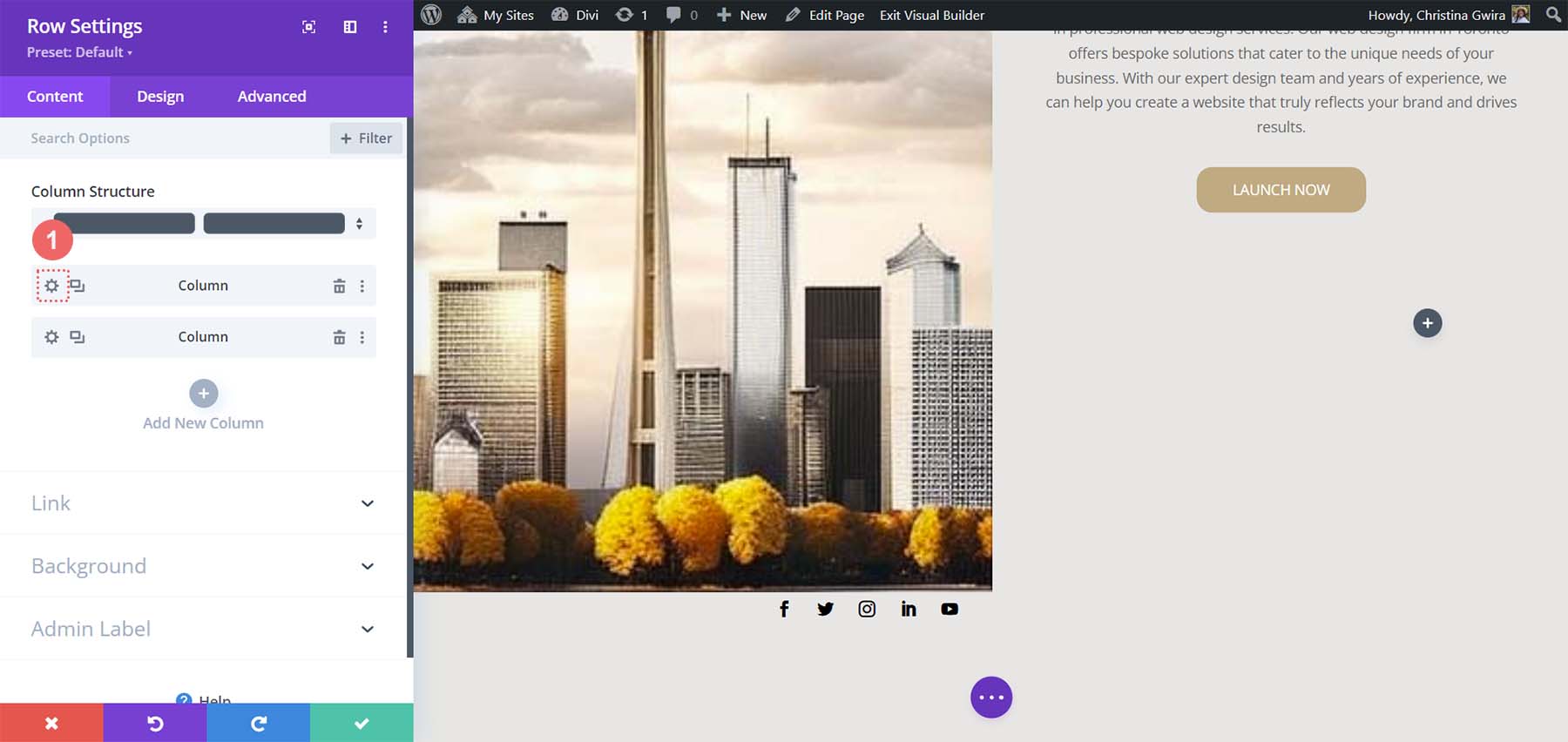 Edit columns in the row