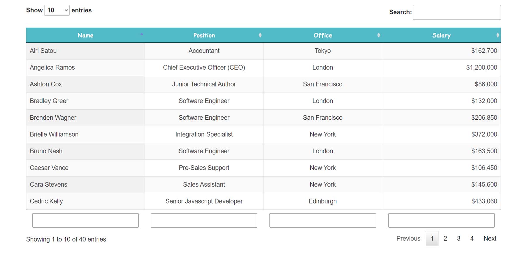 Sorting, searching and ordering with Supsystic