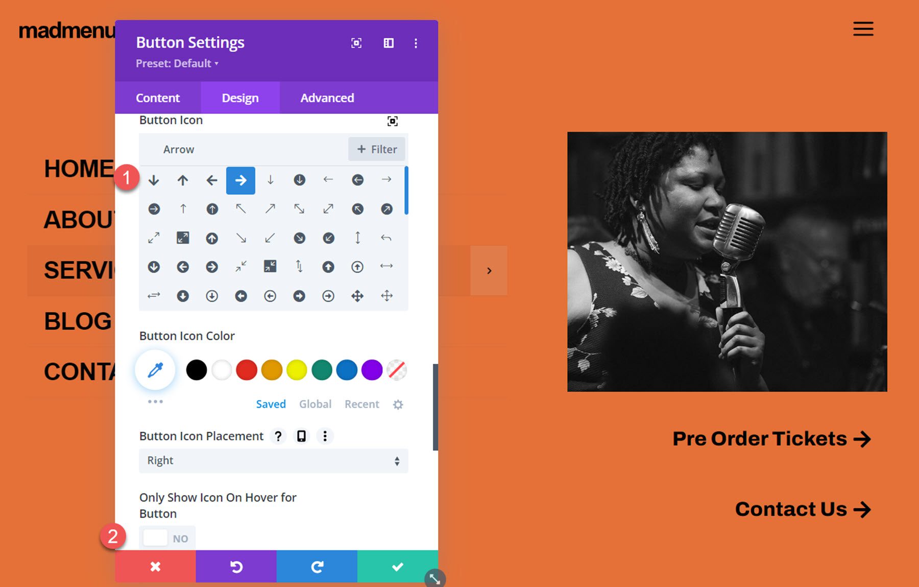Divi MadMenu Tutorial Button Icon