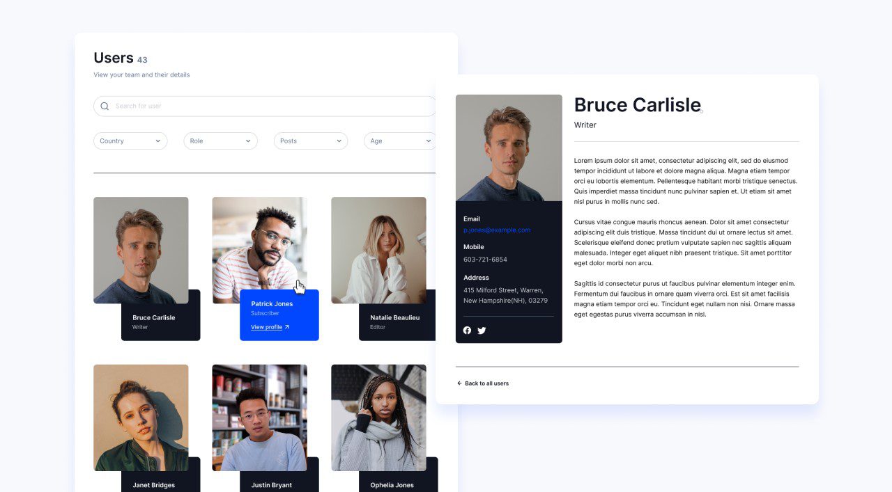 Profile Builder User listing Boxomo Theme Preview