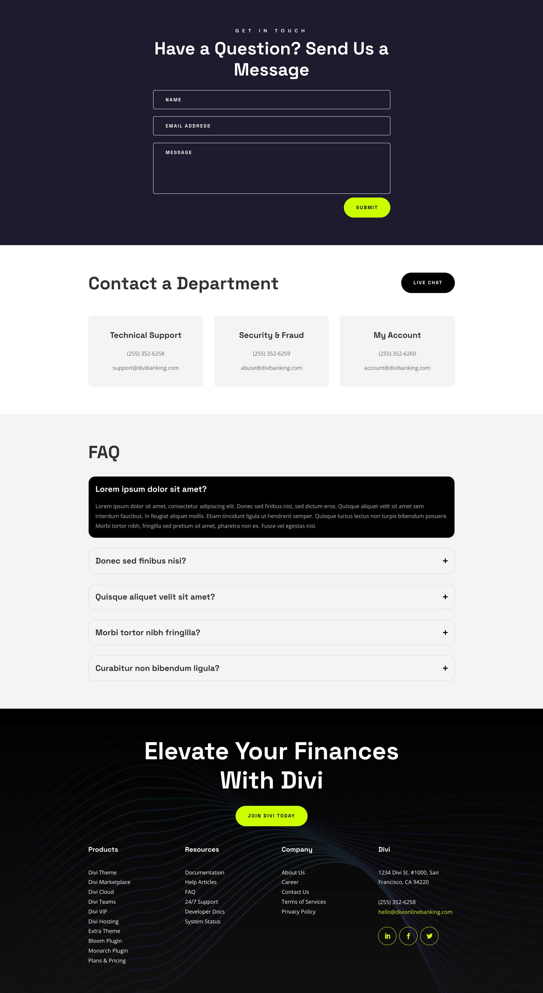 Online Banking Layout Pack for Divi
