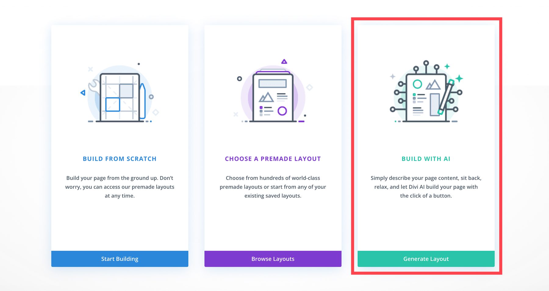 select build with AI option