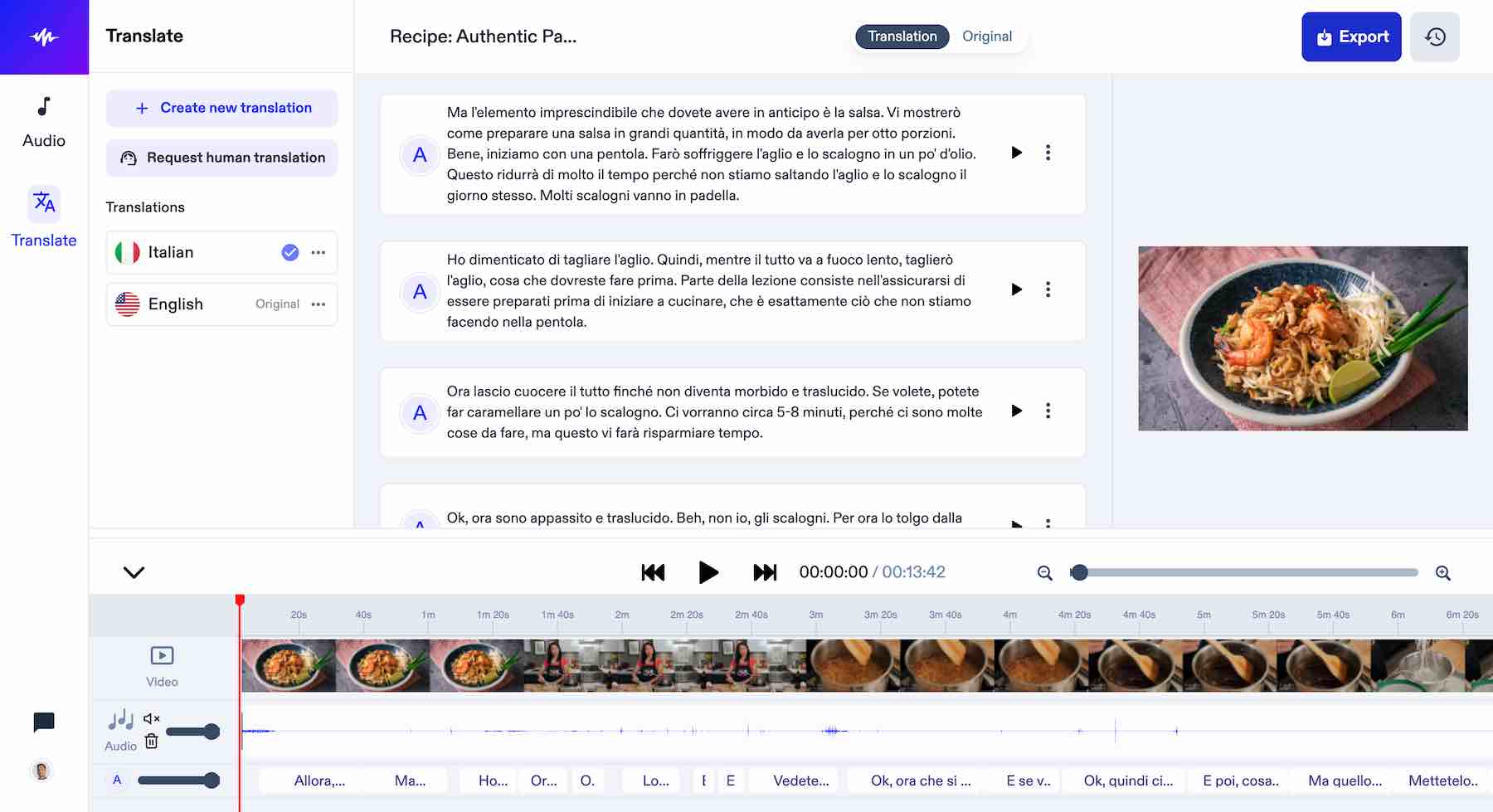 Speechify AI Dubbing Feature Screenshot