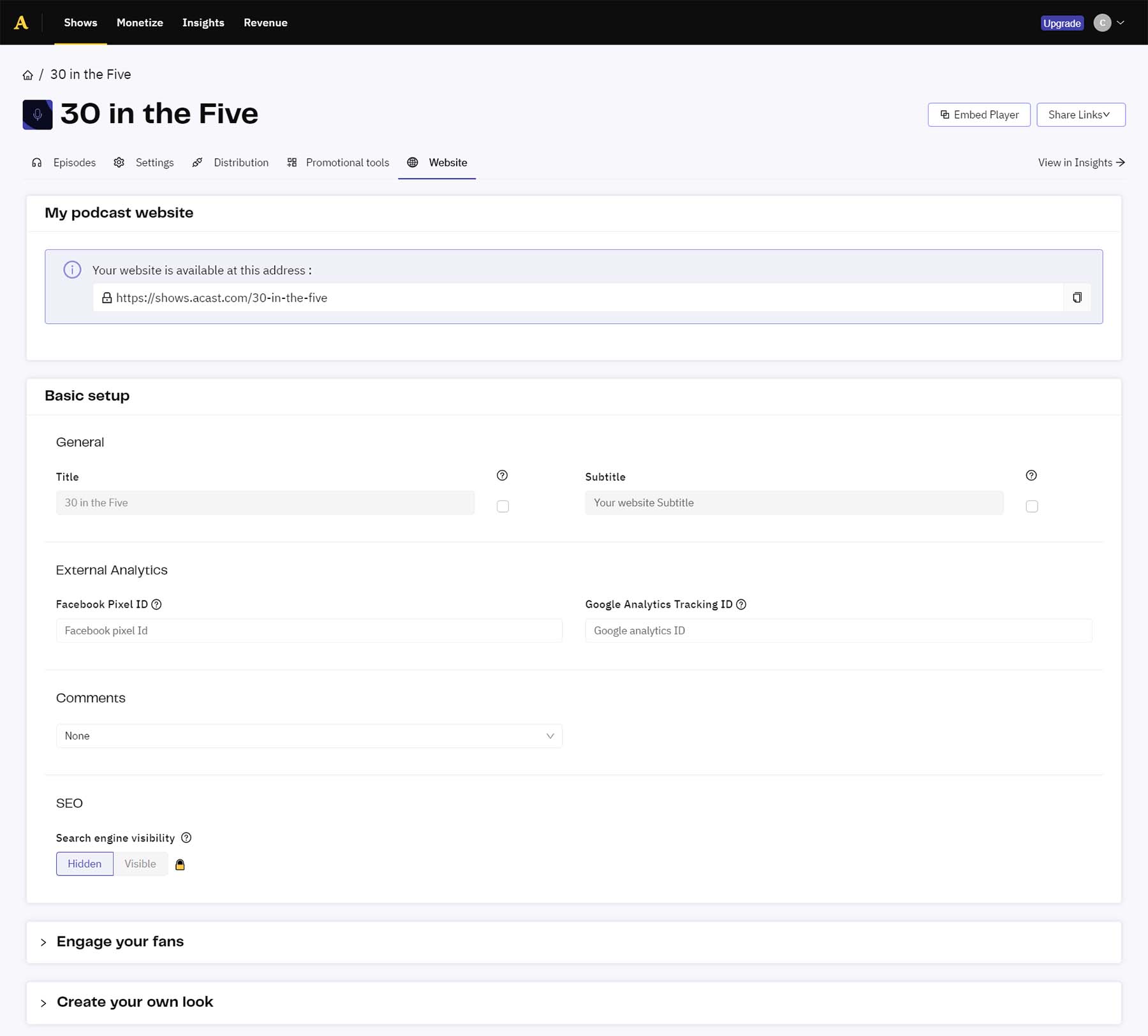 Acast website builder platform