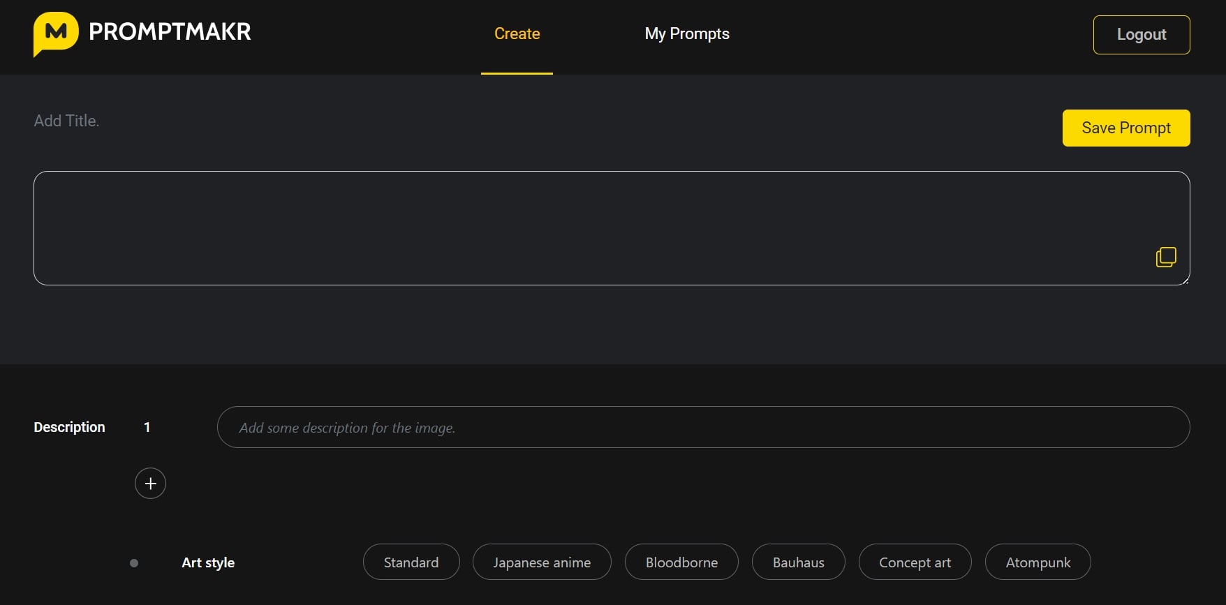 Promptmakr prompt generator interface