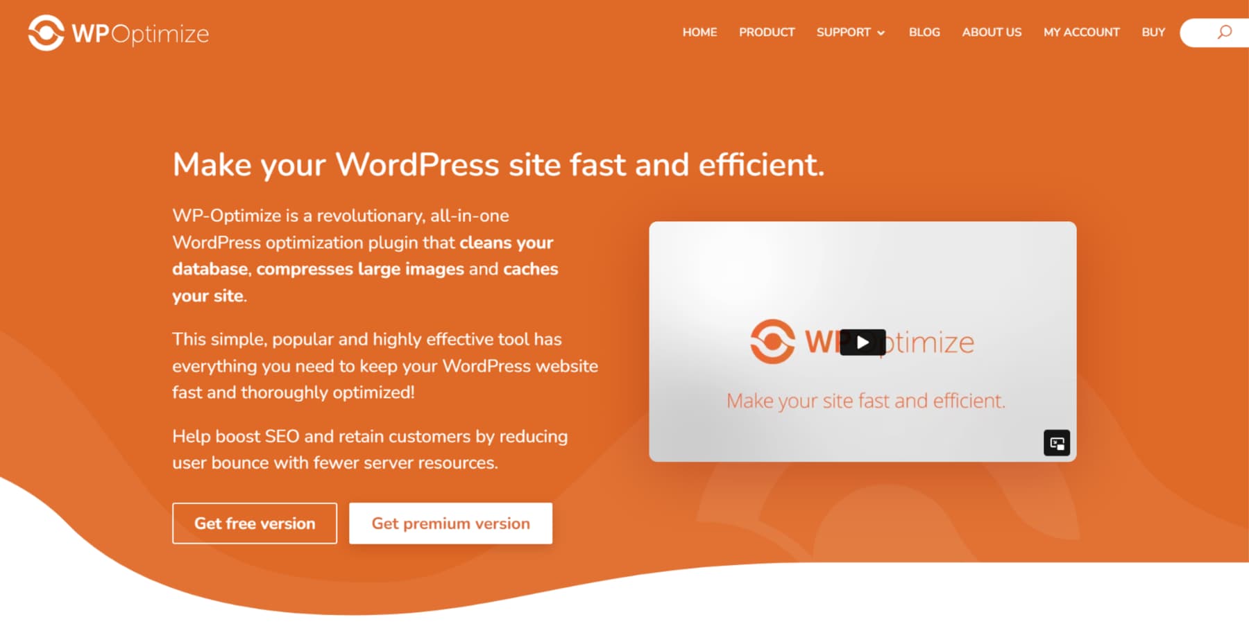 A screenshot of WP-Optimize's Home Page