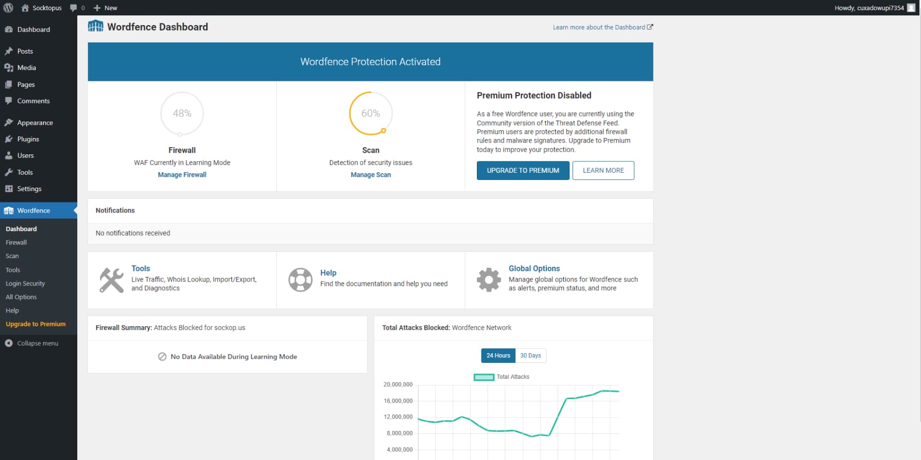 A screenshot of WordFence's User Interface