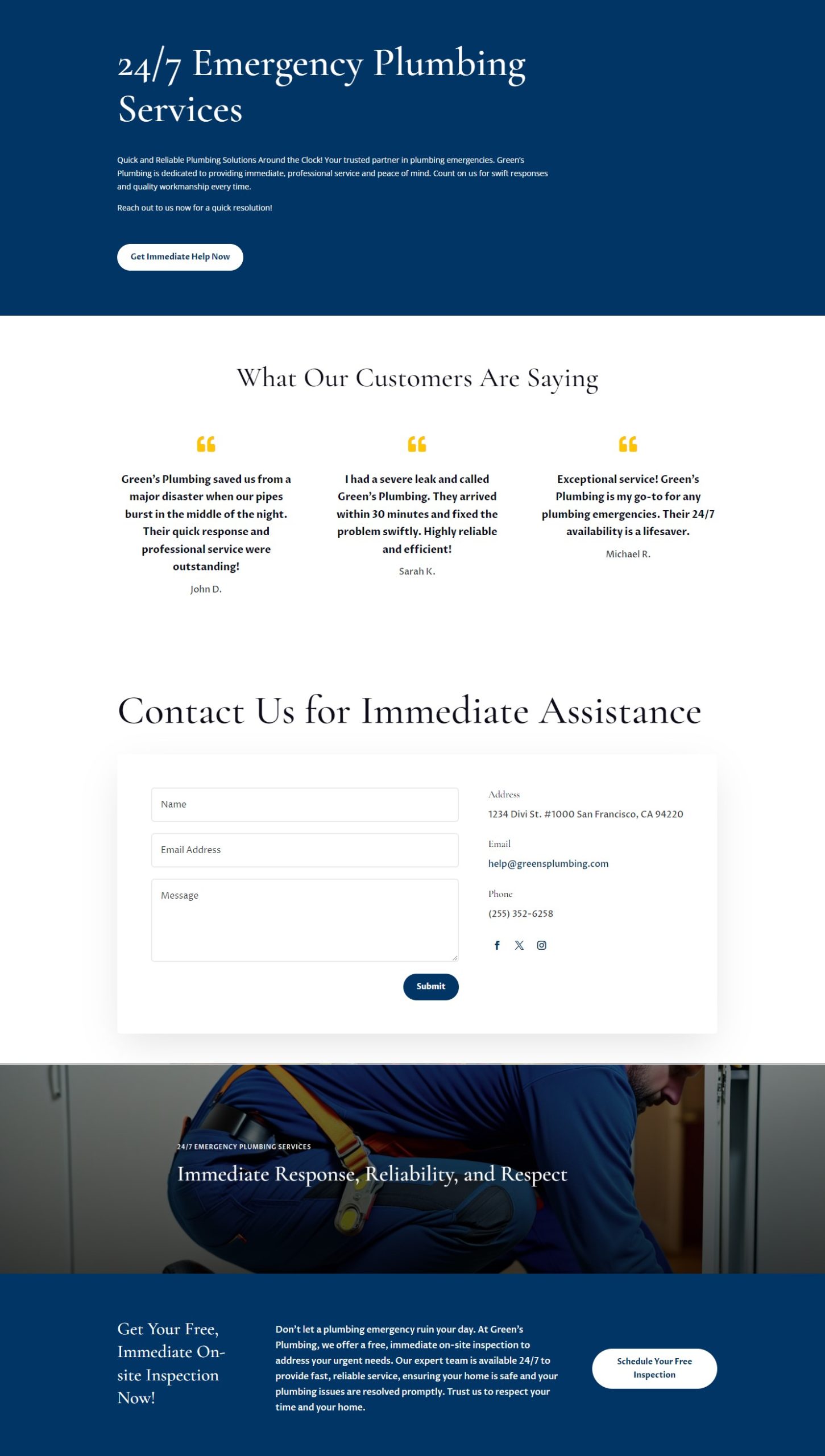 Example Divi AI Landing Page Plumbing Service