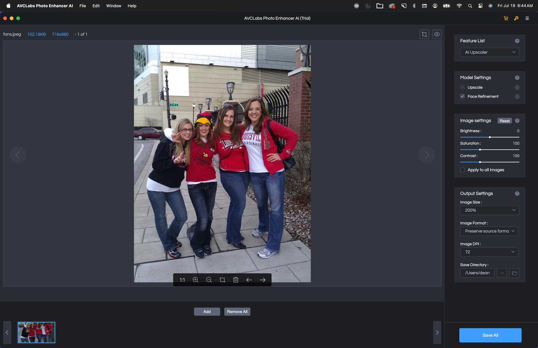 AVCLabs AI upscaler interface