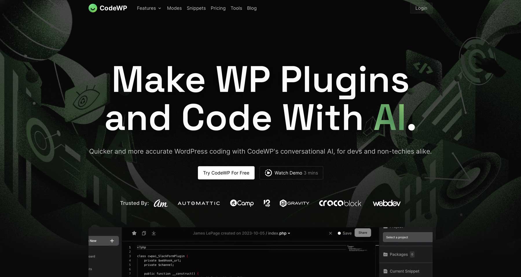 CodeWP AI design tool