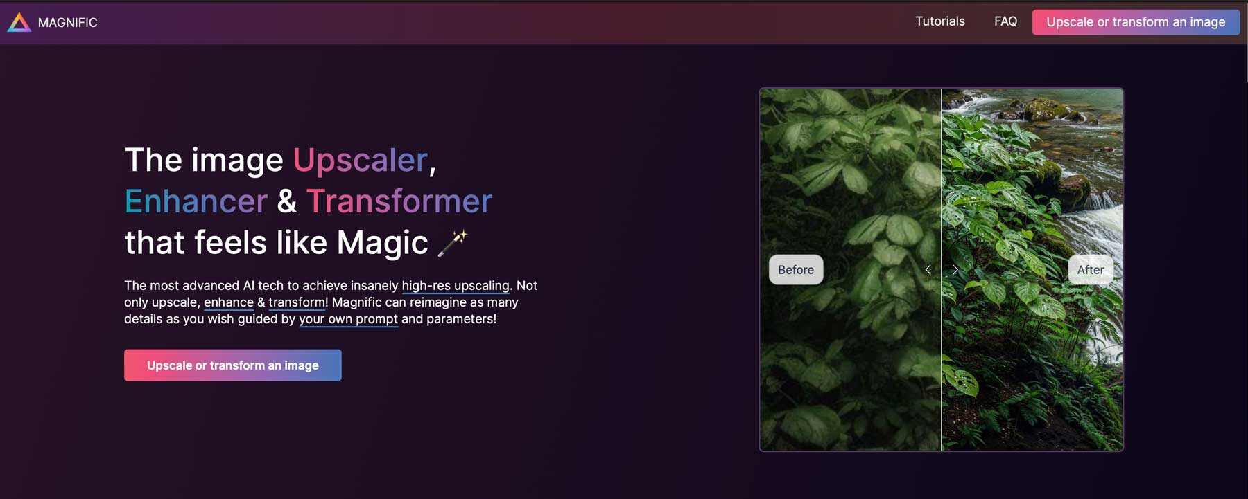 Magnific AI image upscaler