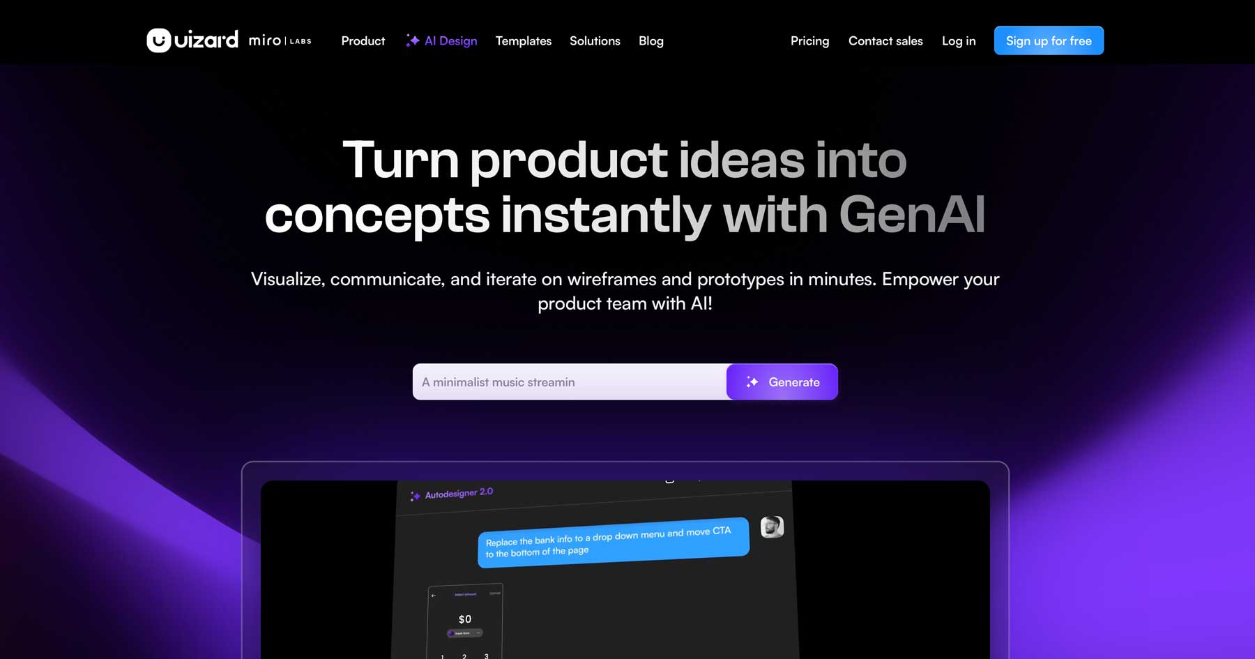 Uizard AI design tool