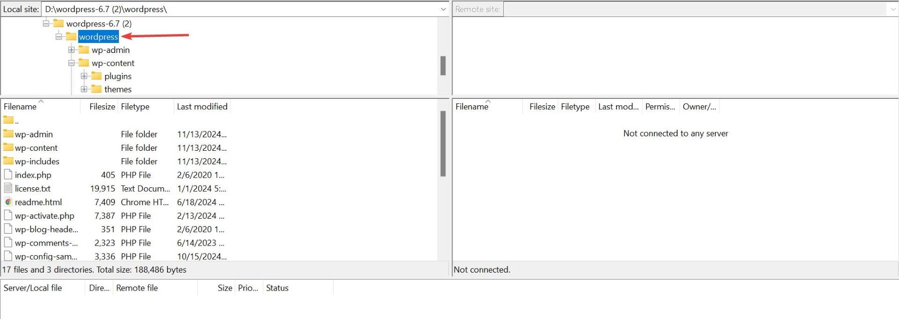 ftp wordpress location