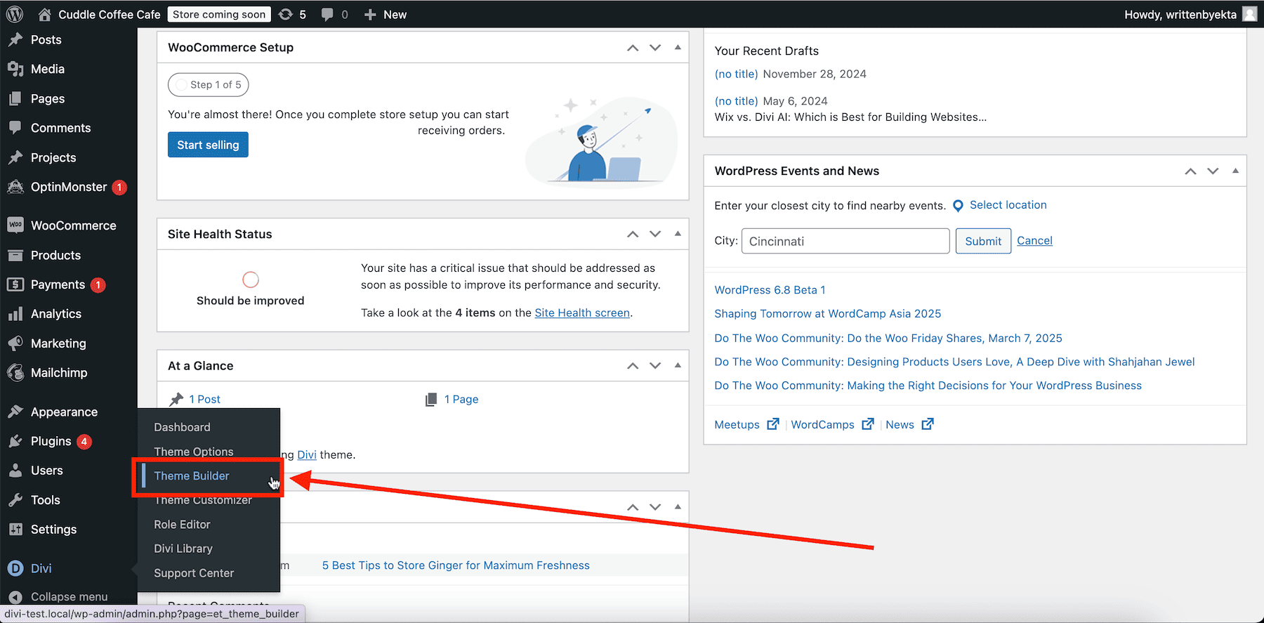 access theme builder inside divi