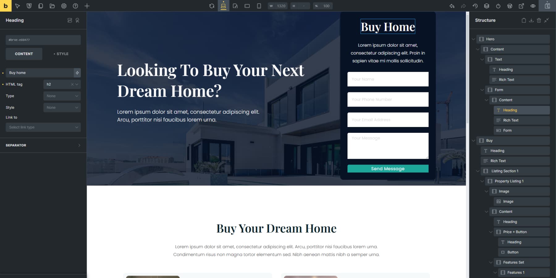 A screenshot of Bricks Builder's user interface