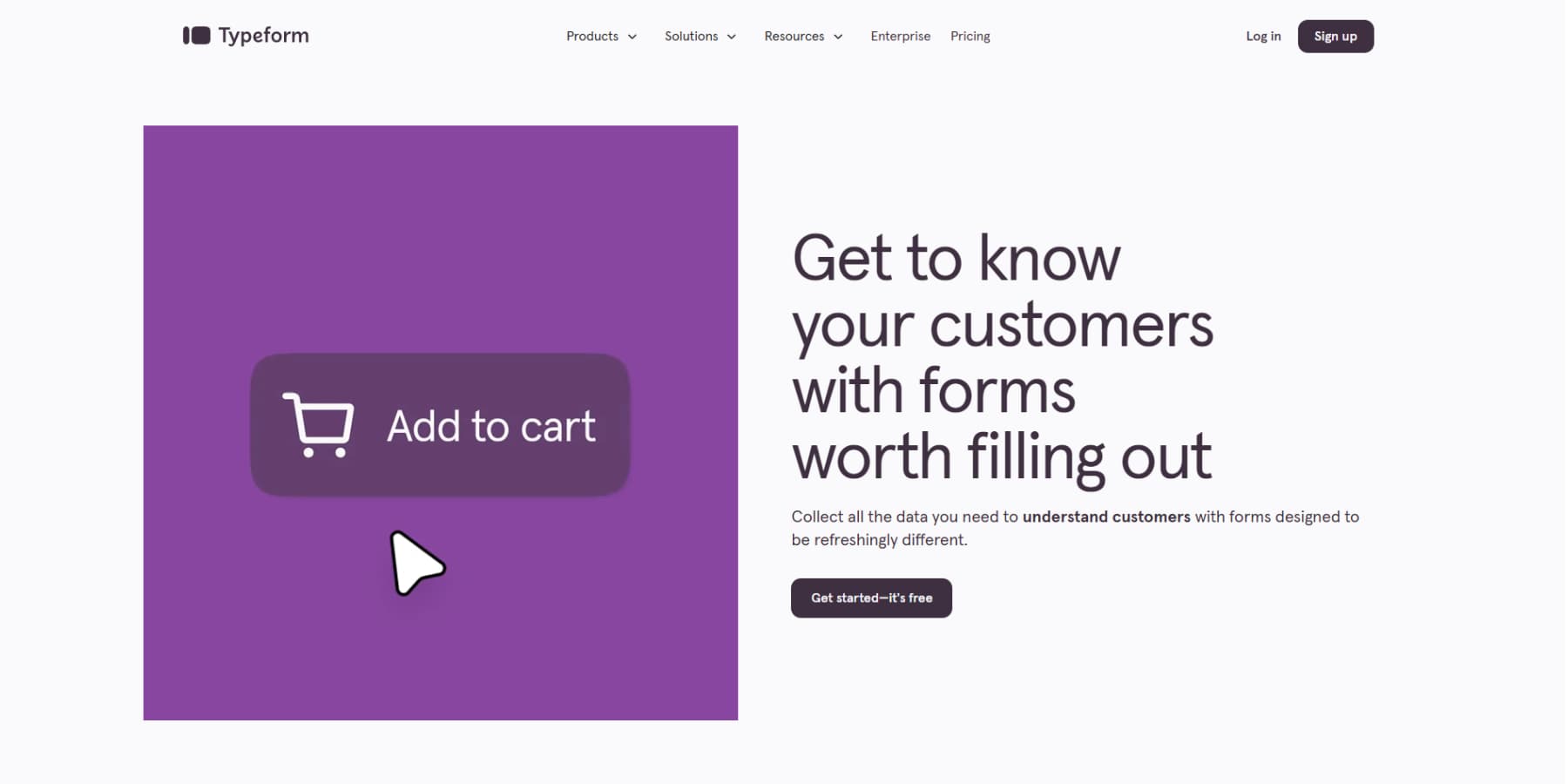 A screenshot of Typeform's home page