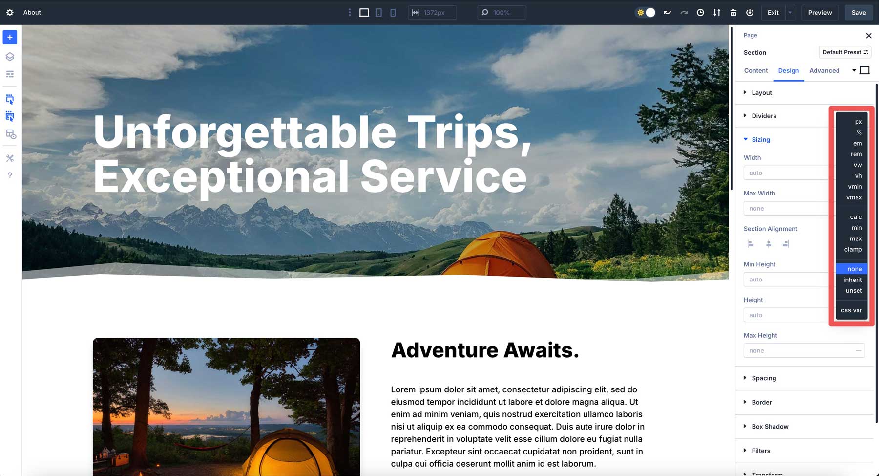 Divi 5 advanced units