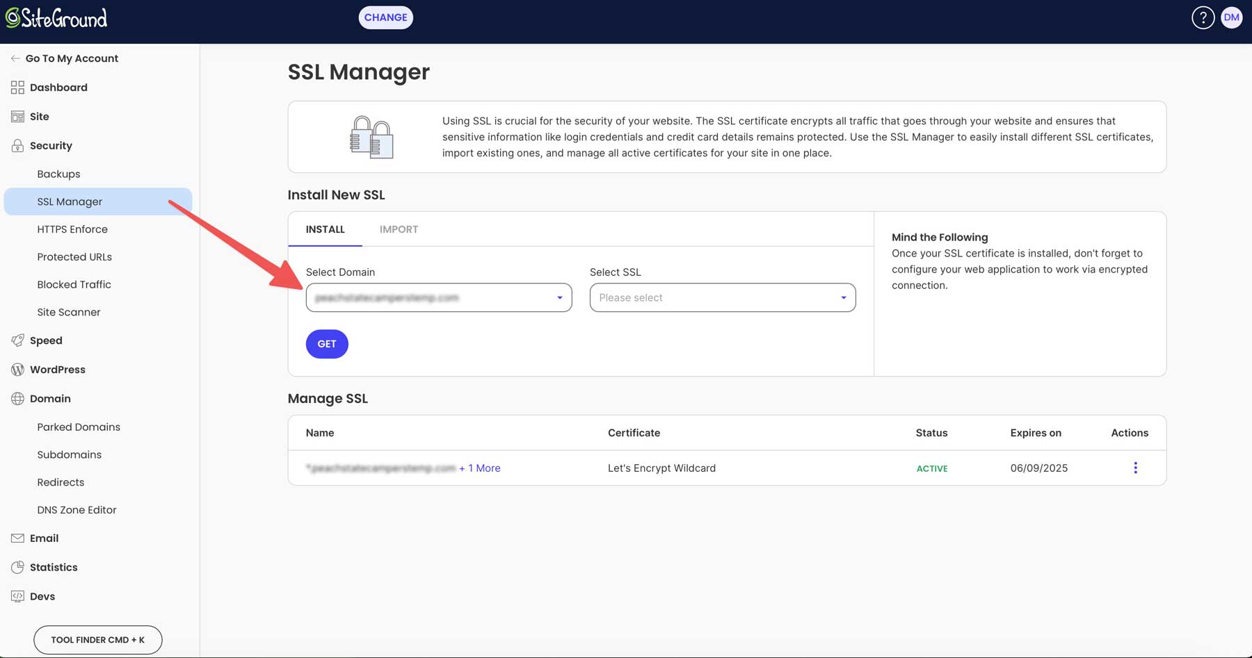 SiteGround SSL certificate