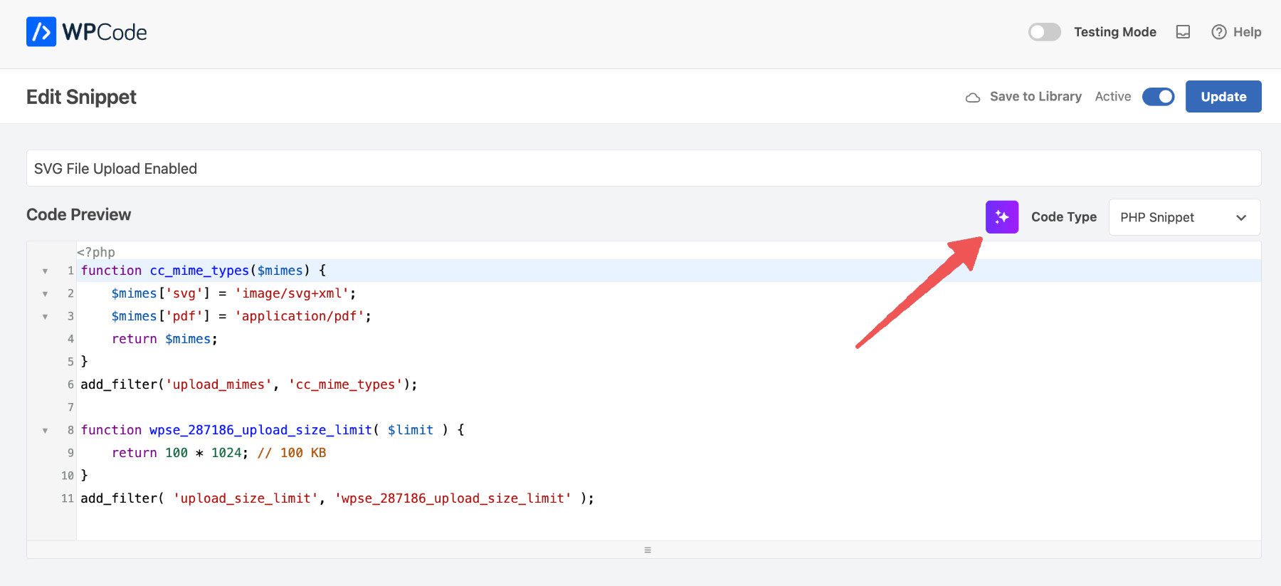 WPCode WordPress AI code generator