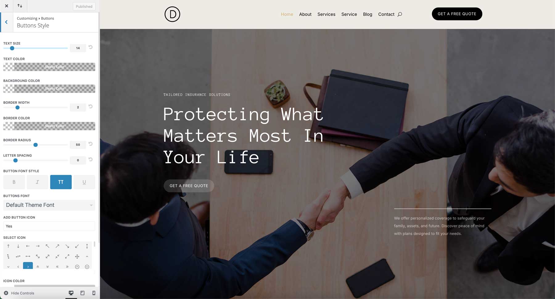 insurance starter site for Divi