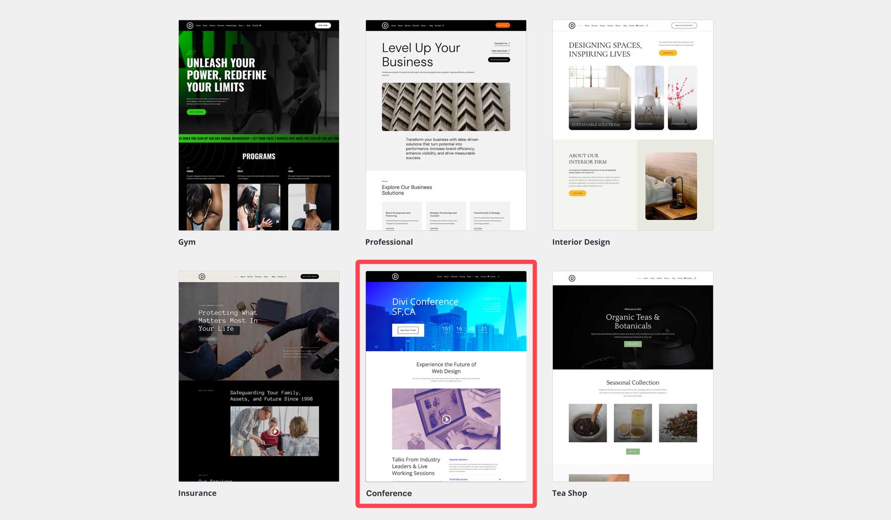 conference starter site for Divi