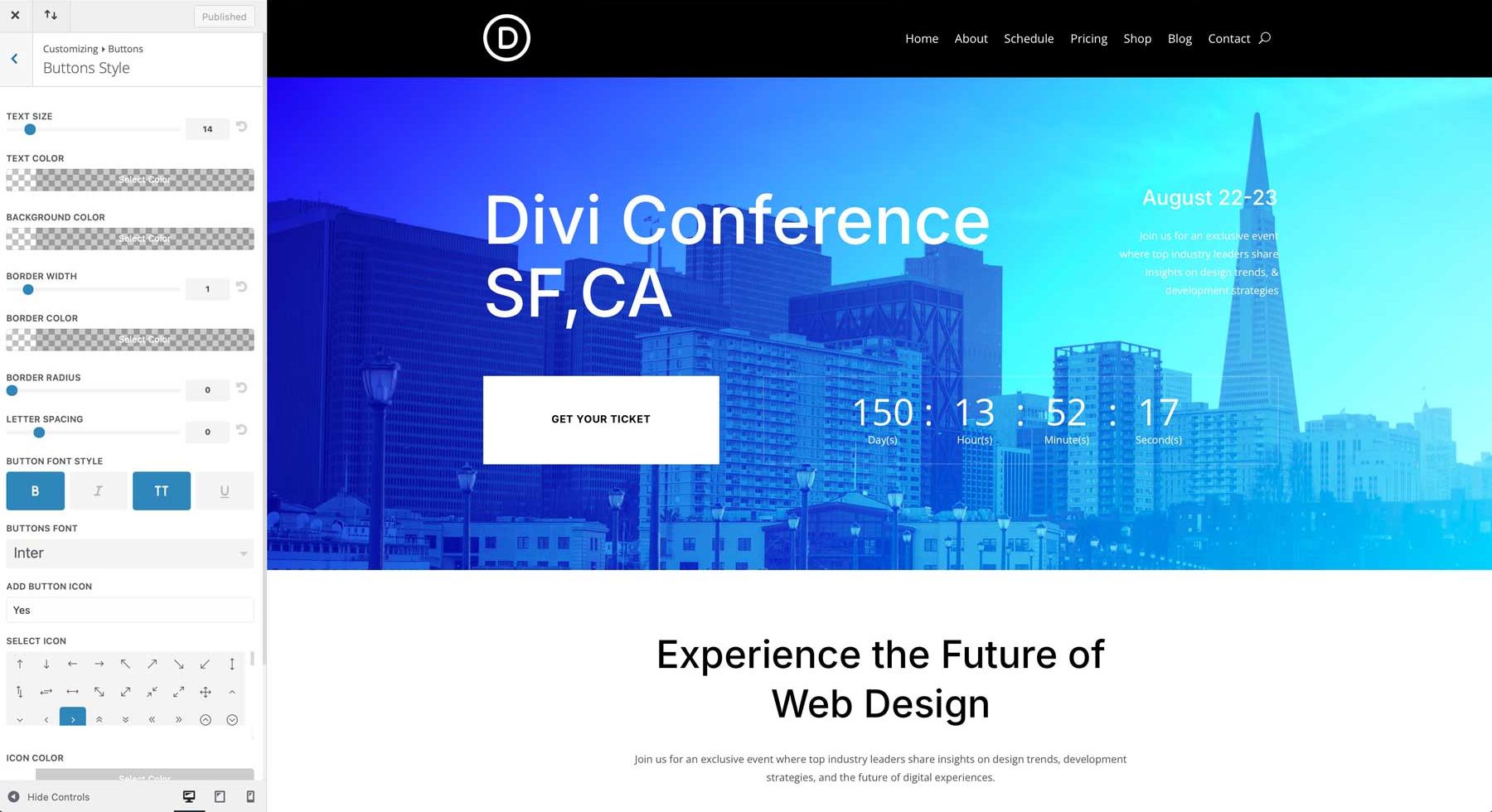 conference starter site for Divi