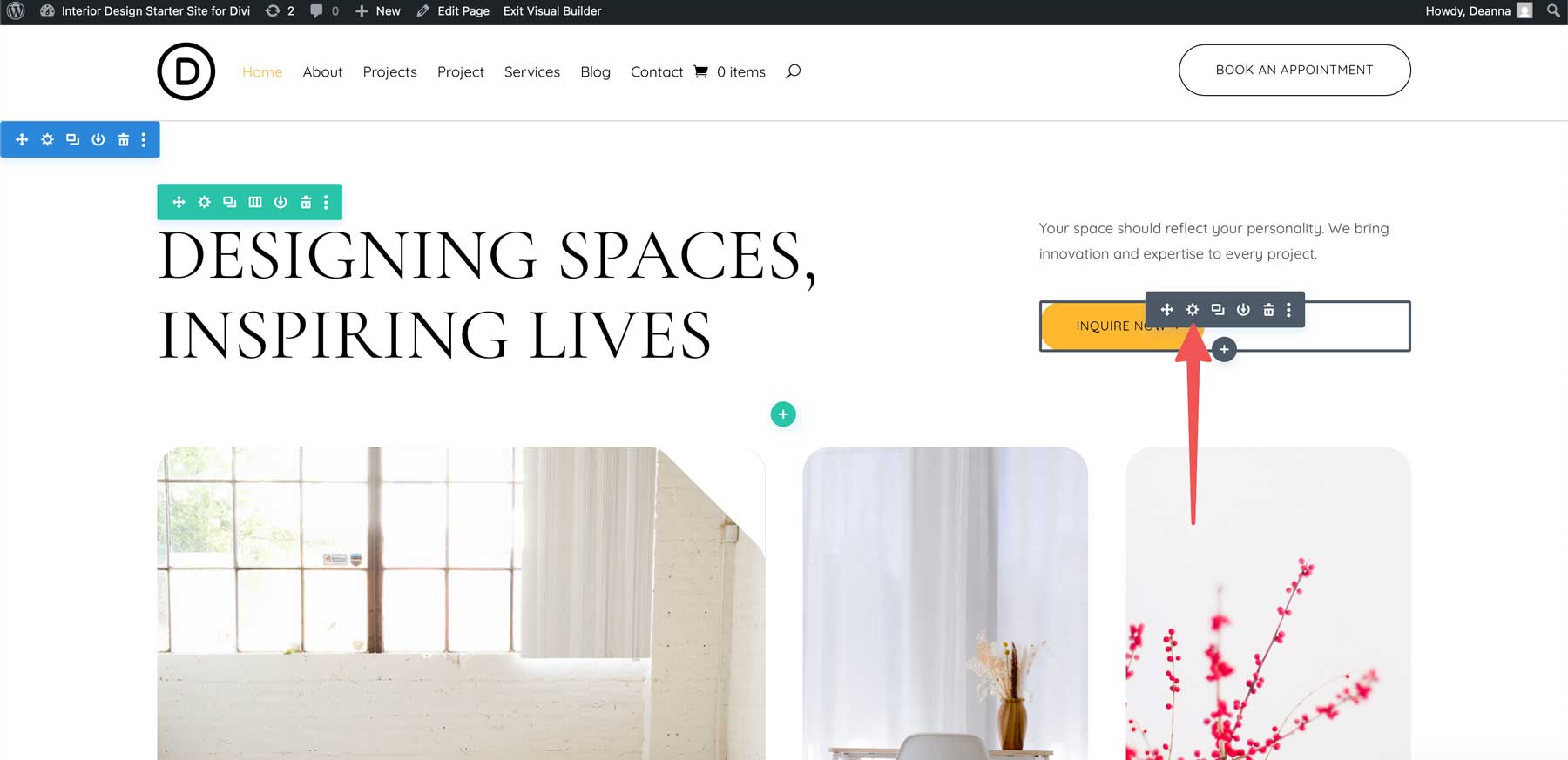 Interior Design starter site for Divi