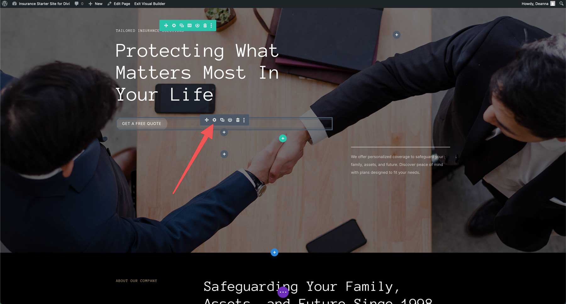insurance starter site for Divi