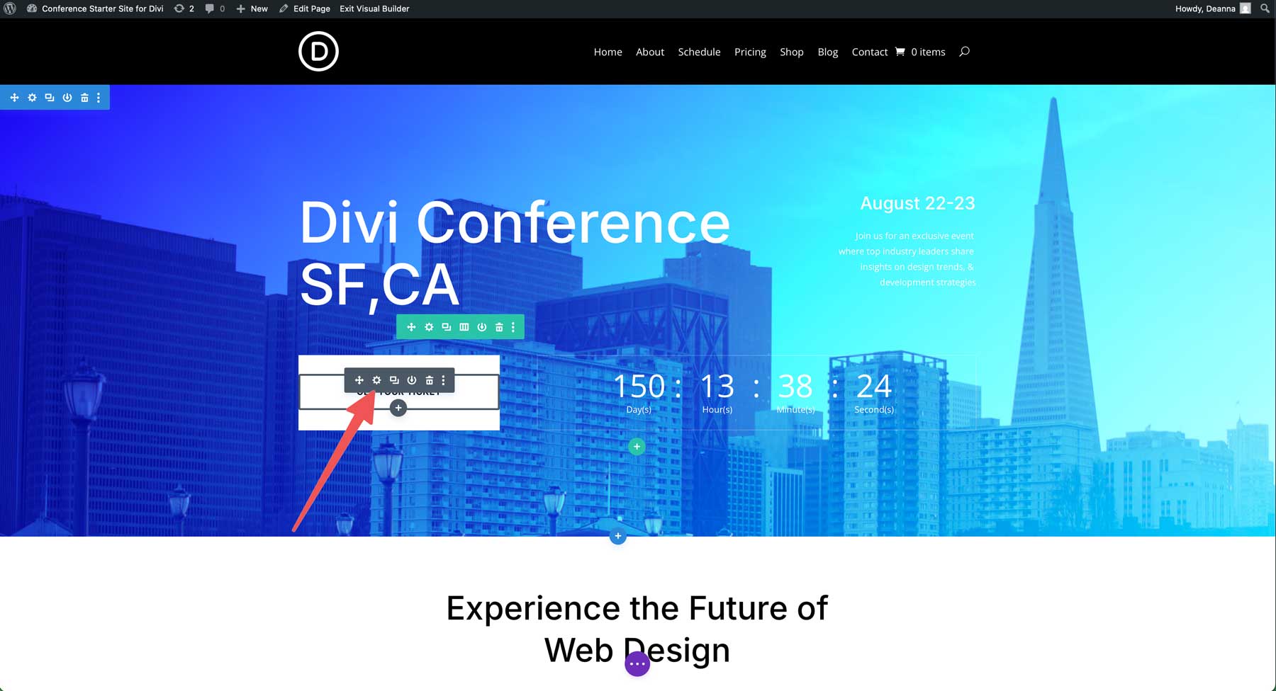 conference starter site for Divi