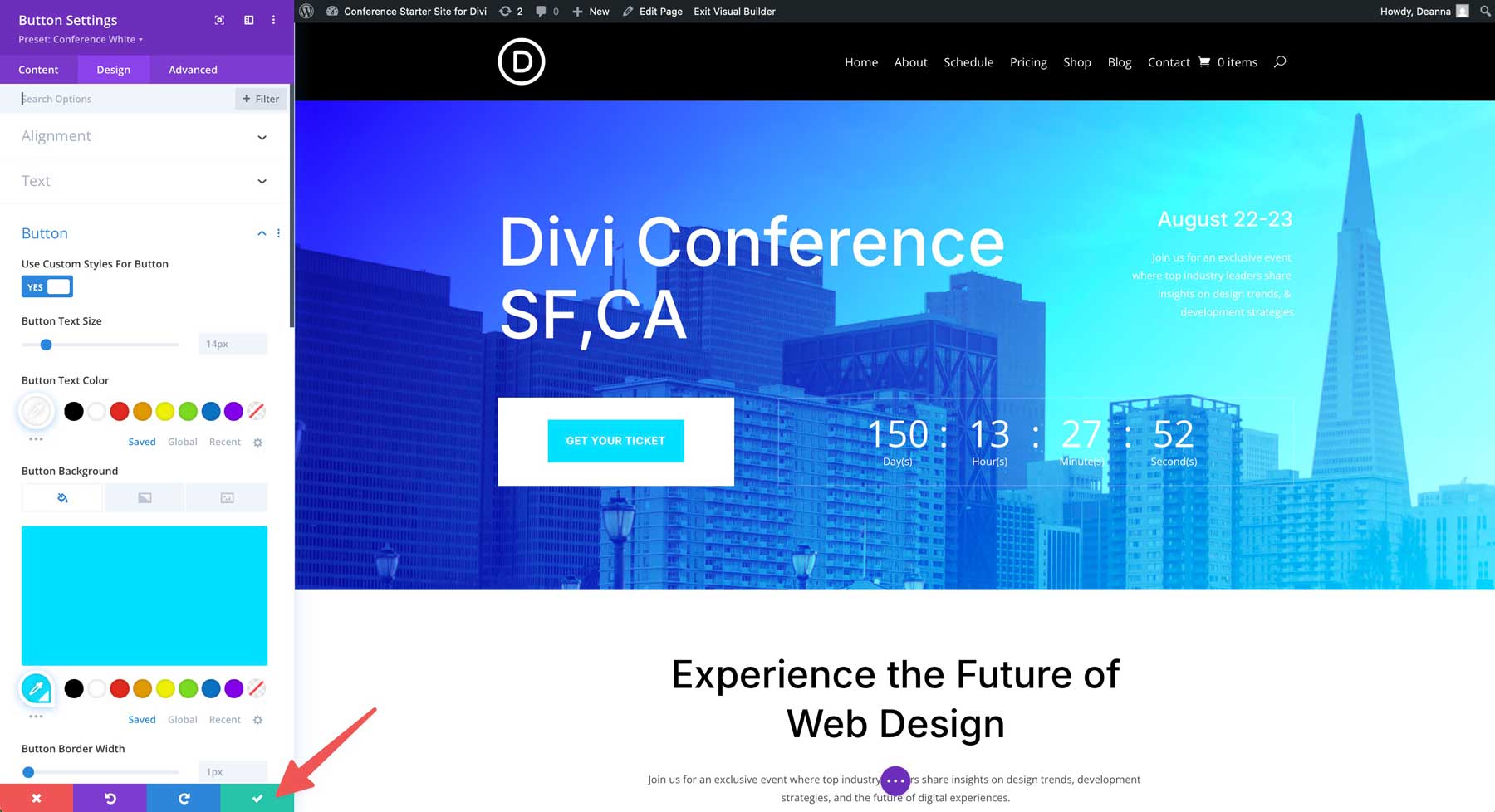 conference starter site for Divi