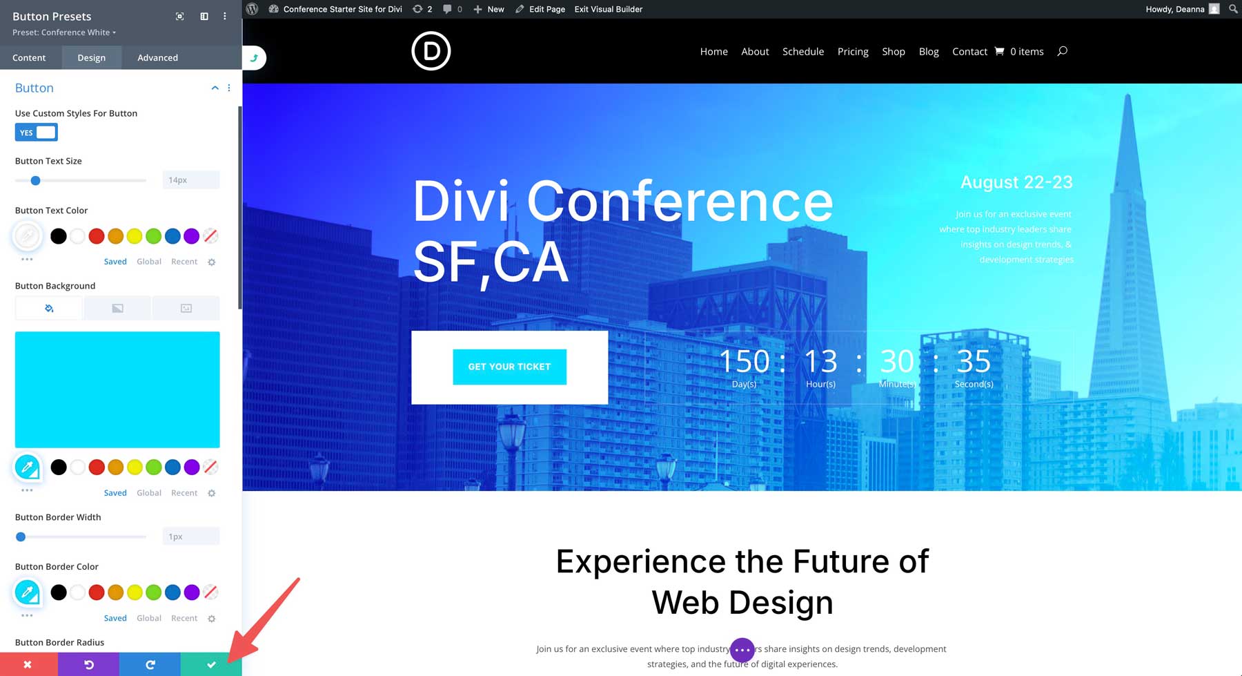 conference starter site for Divi