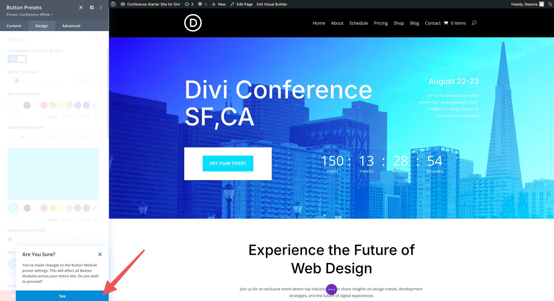 conference starter site for Divi