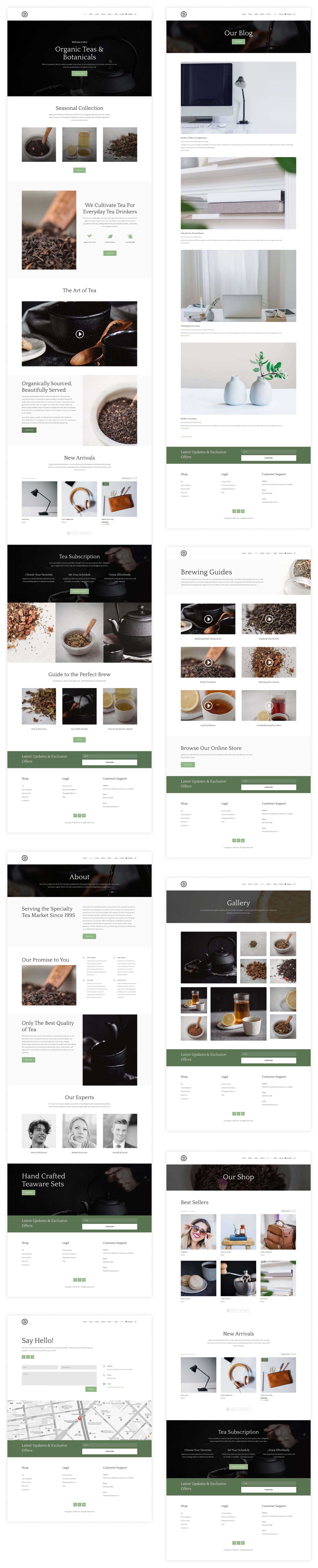 tea shop starter site for divi