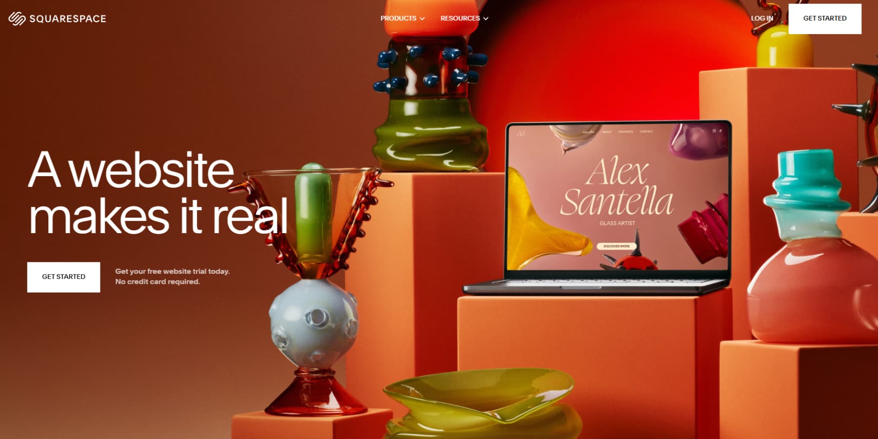 A screenshot of Squarespace's homepage